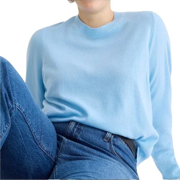 J. Crew Serenity Blue Cashmere Classic Fit Crewneck Sweater - Picture 2 of 10